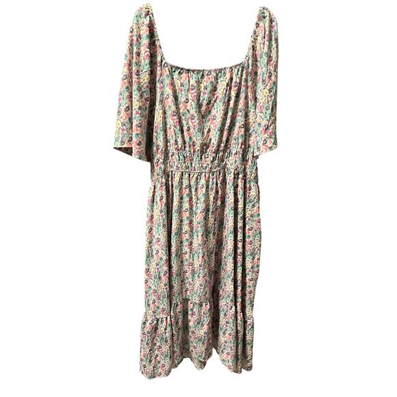 Plus Size 5X 28 Floral Flattering Square Neck Dress BloomChic with Pockets - Picture 2 of 7